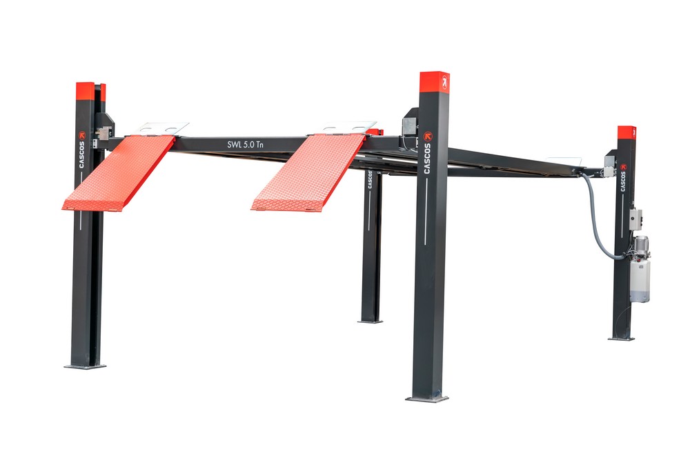 Vier koloms hefbrug 5000kg 5,7m flat 3m doorrijbreedte Cascos - Afbeelding 2