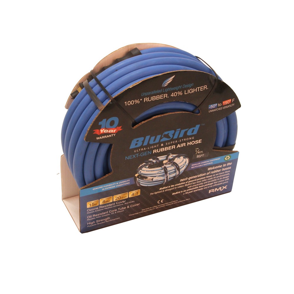 Luchtslang rubber 8mm 15m met schroefdraad Blubird - Afbeelding 2