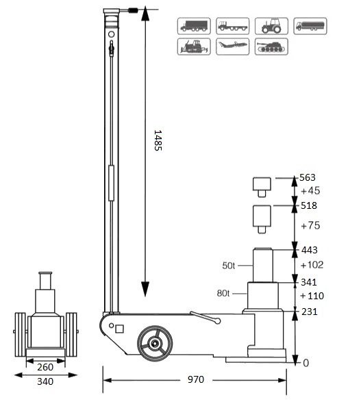 Luchtvloerkrik 80T - 50T - Afbeelding 7