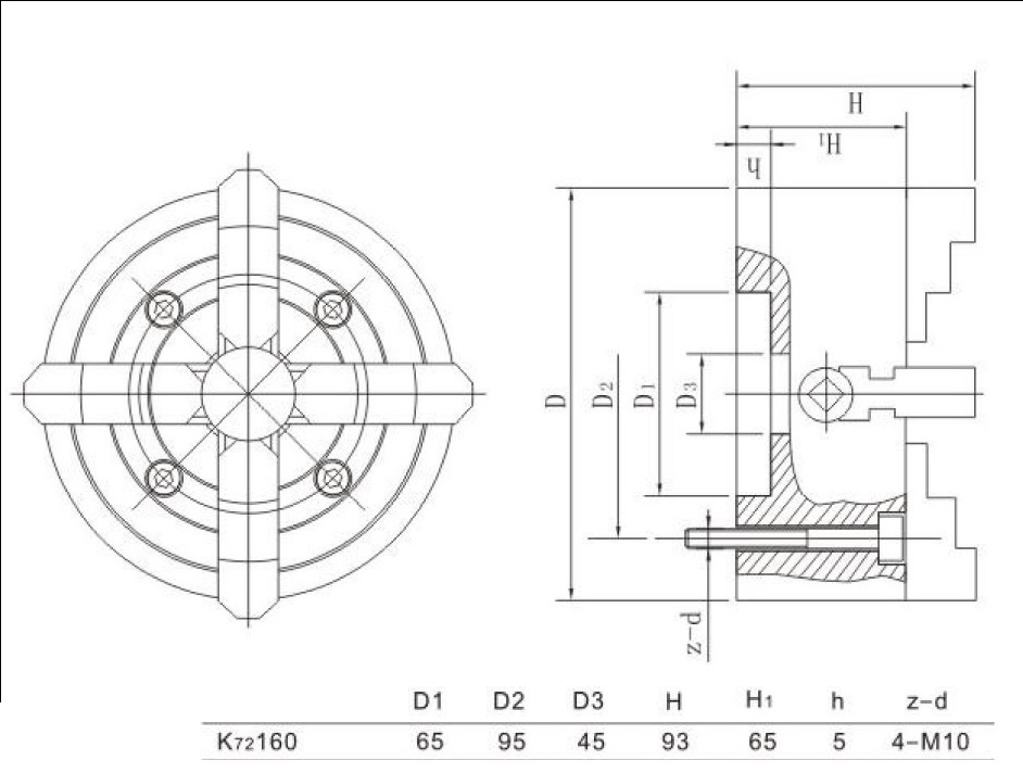 Onafhankelijke 4 klauwplaat 160mm - Afbeelding 2