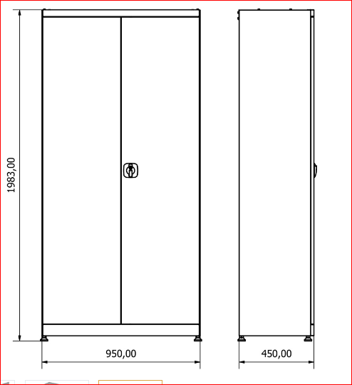 BG95D2R Metalen gereedschapskast 2 deurs incl. 4 planken - Afbeelding 4