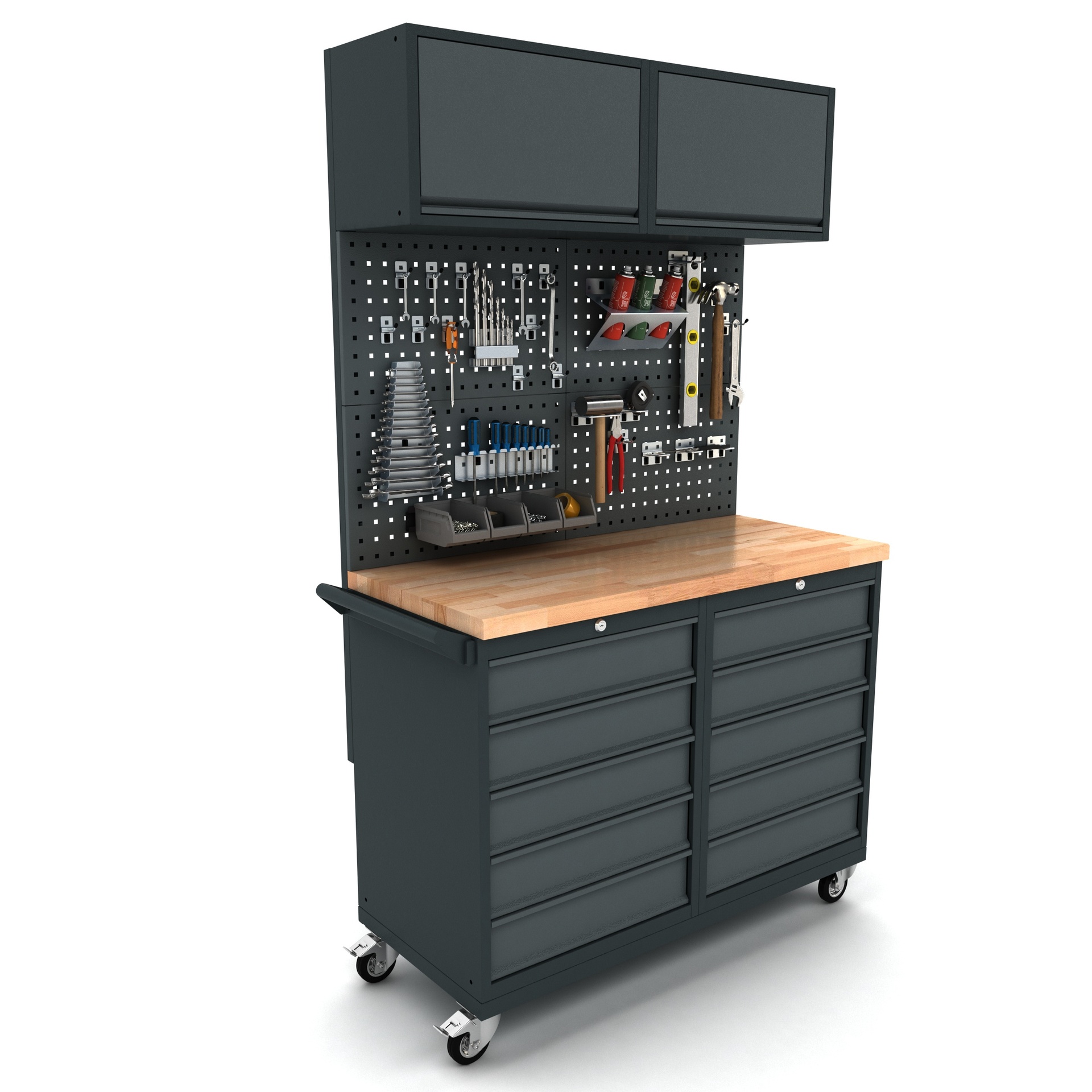 Verrijdbare werkbank 2x 5 laden kast
