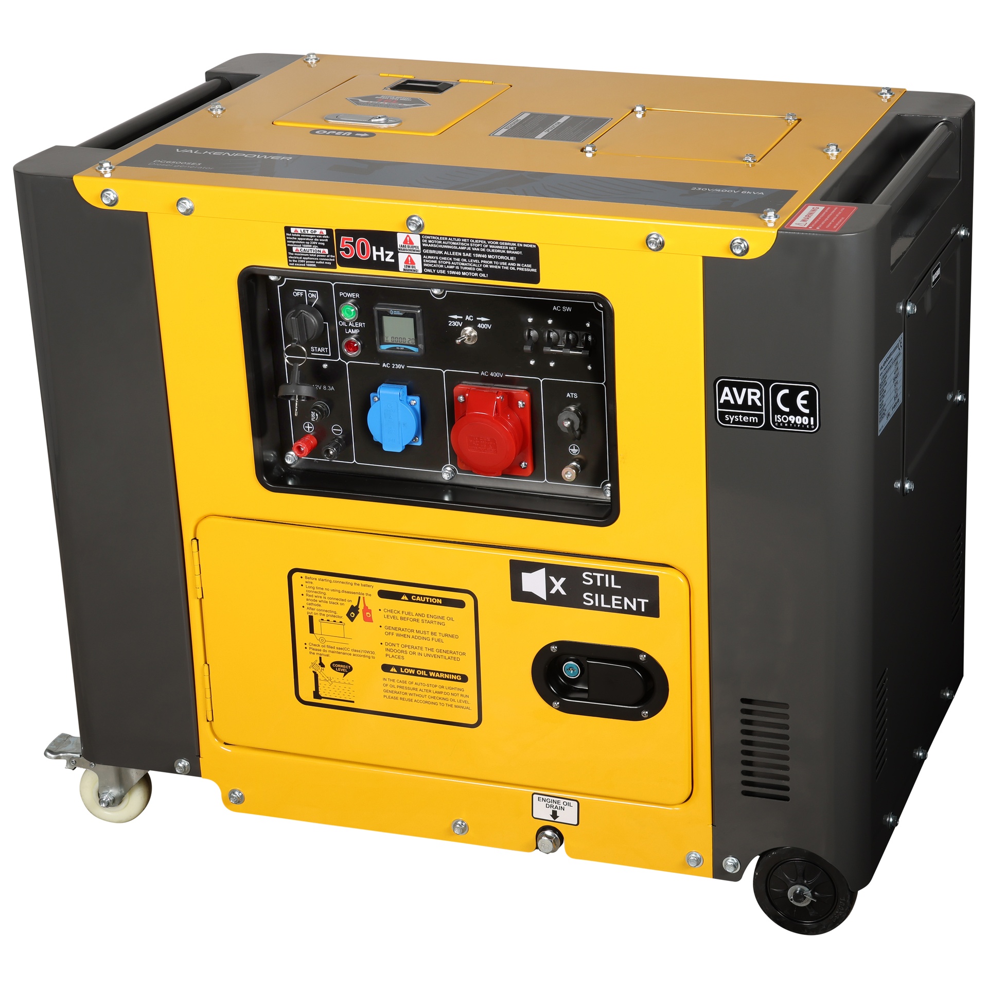 Diesel generator set geluidsgedempt 230V 5kW met ATS aansluiting